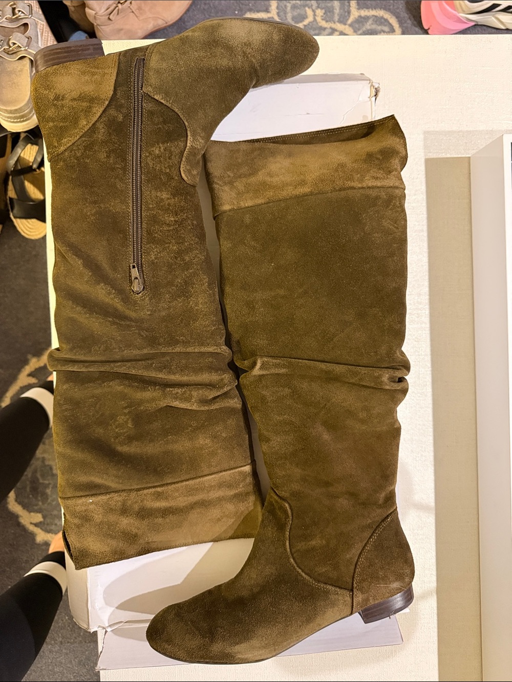 Banana Republic Olive Green Suede Knee-High Slouch Boots
